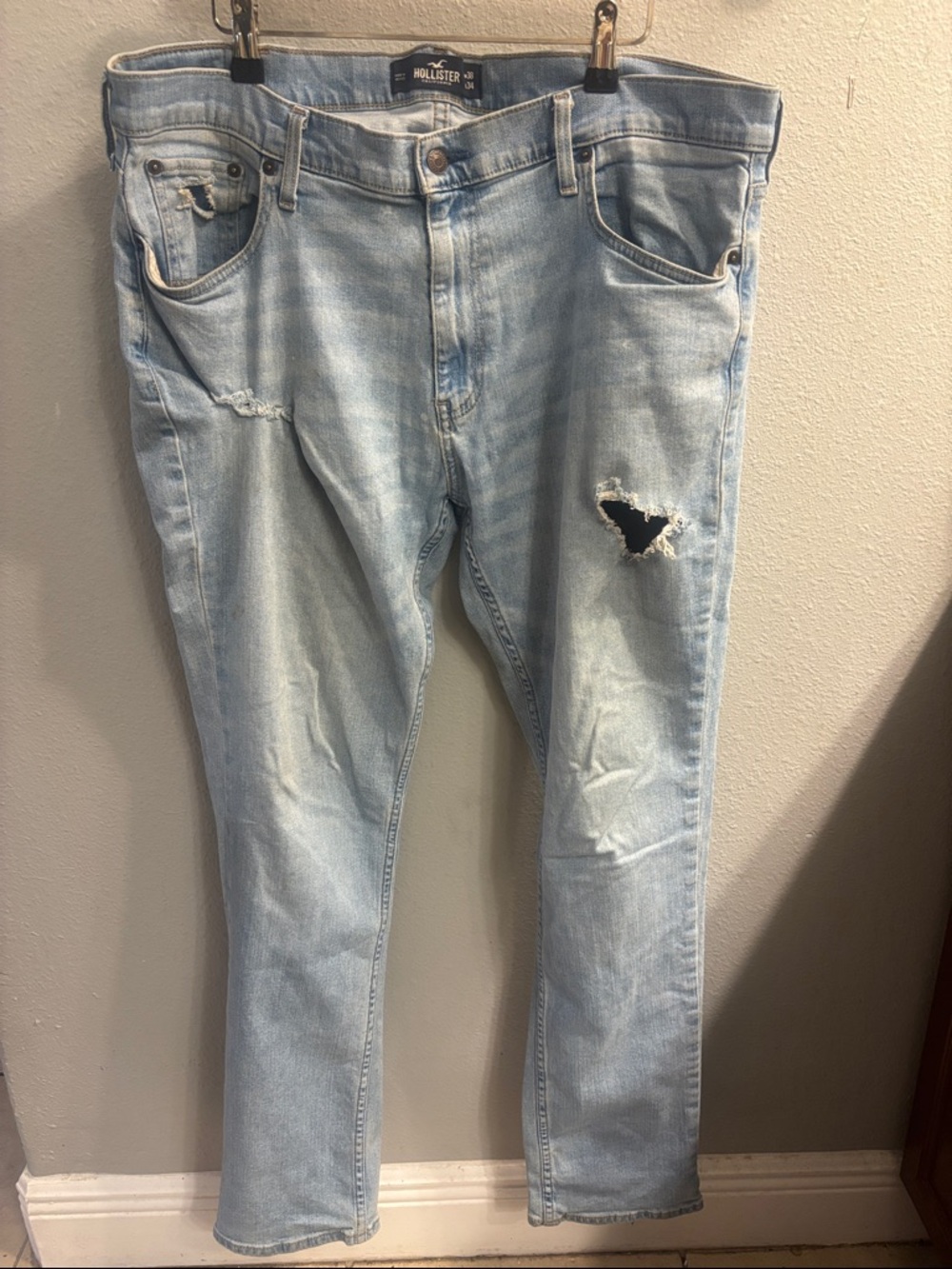 Hollister Light Blue Distressed Ripped Jeans